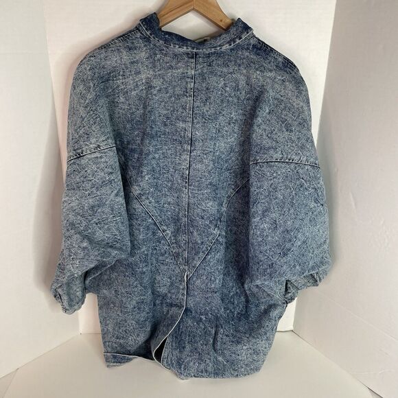 Vintage Tina Woo For Mass Denim Button Up Jacket, Medium, Blue, Flowers, - Picture 2 of 6